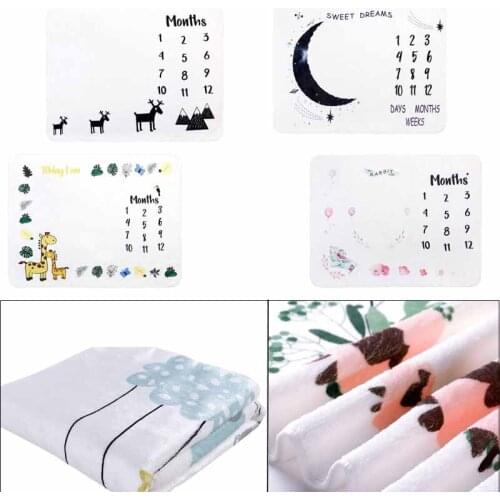 Baby Monthly Record Growth Milestone Blanket Newborn Photography Props Creative Cartoon Animal Background Cloth Infant Gifts