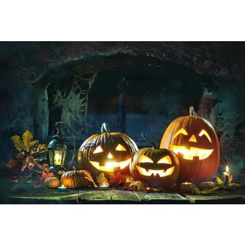 Halloween Photography Backdrops Old House Pumpkin Lantern Backgrounds for Photo Studio Vinyl Cloth Computer Printed Customized