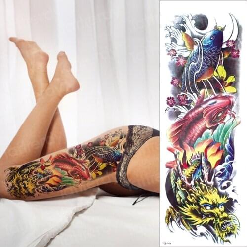 Fake tatoo girls fish watercolor sex tattoo for women leg body tattoos large waterproof removable full arm sleeve tattoo designs