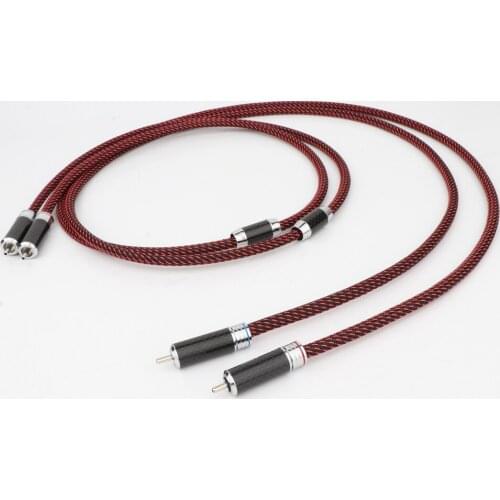 Hi-End OFC Copper RCA Phono Interconnect Cable HIFI RCA male to Male Extension Cord With Carbon Fiber RCA Connector Adapter