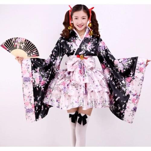 Bliss pure land kimono maid outfit cos ancient Japanese anime full set lovely Lolita female Cosplay clothing