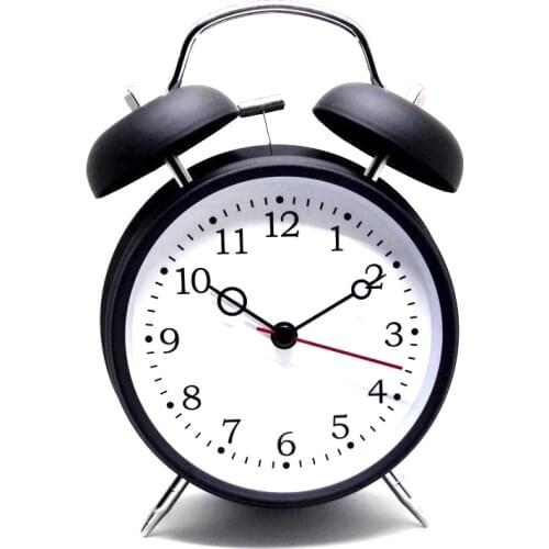 Ultra-quiet Non-ticking Classic Classical Traditional Table Desk Vintage Alarm Clock by Chime with Night light Black/White