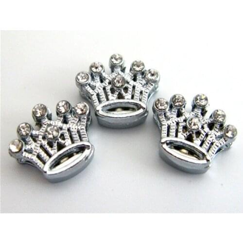 Crown 10pcs Internal Dia. 8mm slide Charms paw fit 8mm wristband petcollar keychain Jewelry Findings
