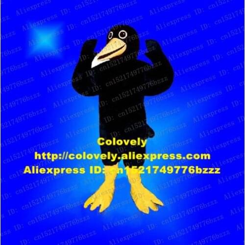 Happy Black Crow Raven Corvus Corbie Bird Mascot Costume With Long Sharp Yellow Mouth Round Clear Black Eyes No.4821 Free Sh