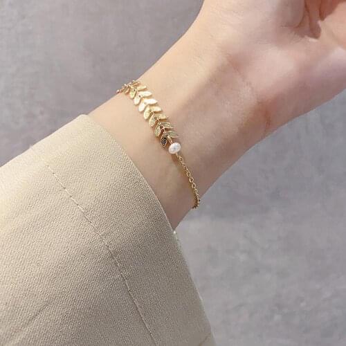 Fashion Gold Color Metal Sexy Wheat Pearl Short Necklace Adjustable Elegant Pearl Prom Party dangler earring Bracelet for women