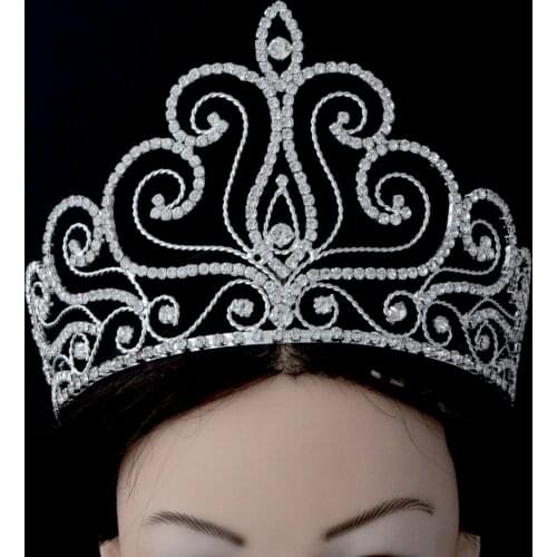 Fashion Rhinestone Tiaras Pageant Crowns Full Round Hairwear Jewelry Hair Accessories Prom For Beauty Women Girl Mo197