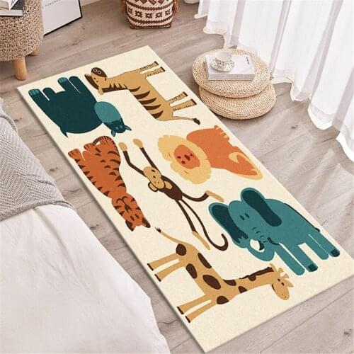 Cartoon Animal Mat Children Bedside Mat Beige Bedroom Floor Mat Soft Washable Non-slip Cute Doormat Nordic Bath Mat Absorbent