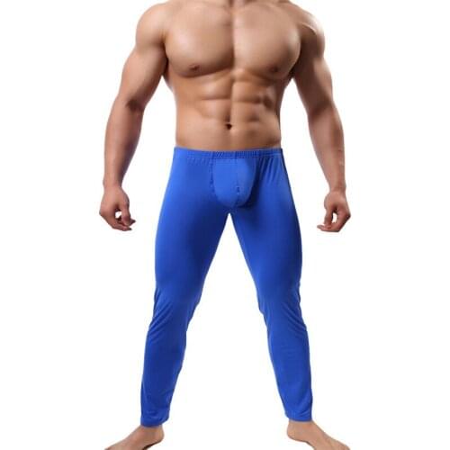 Men Thermal Underwear Bottoms Long Johns Sexy Bottoms Pajama Low Rise Tight Legging Pouch Warm Thermal Underwear Bottoms