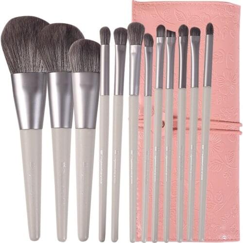 Xixi 12pcs Makeup Brush Set Loose Powder Brush Blush Brush Repairing Brush Eye Shadow Brush Lip Brush Beauty Tools