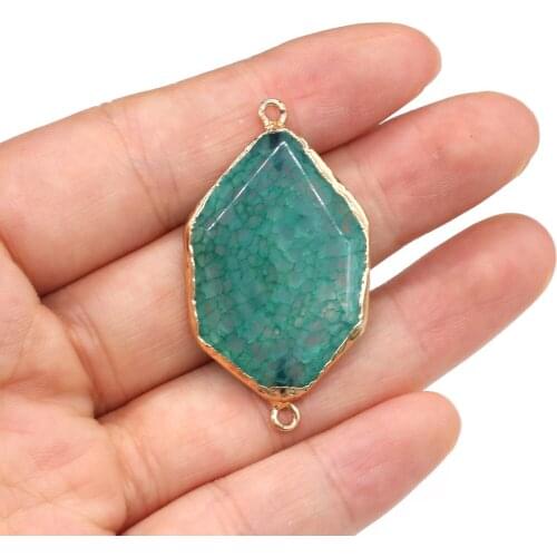 Natural Stone Connector Section Rhombus Exquisite Dragon Stripe For Jewelry Making DIY Necklace Bracelet Anklet Accessory