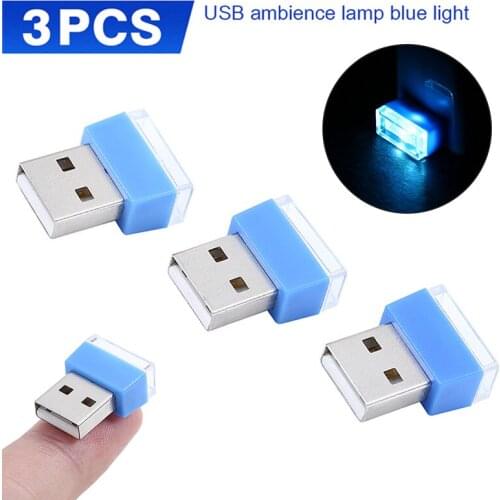 Newest 3 PCS Mini LED USB Car Interior Light Colorful Neon Atmosphere Ambient Lamp Car Decorative Lamp Emergency Lighting