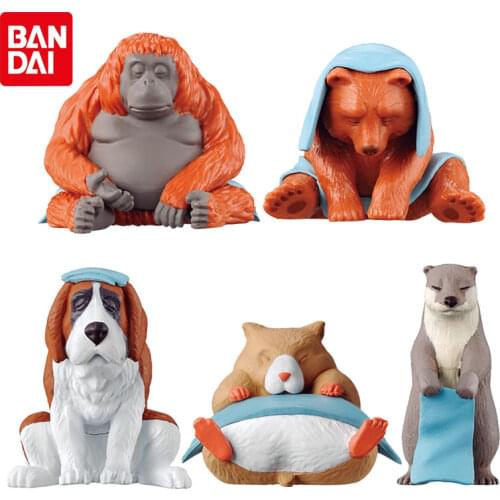 Bandai Genuine Gashapon Toys Animal sauna series Doll 2 Orangutan hamster water lazy Action Figure Model Toys ornaments Gifts