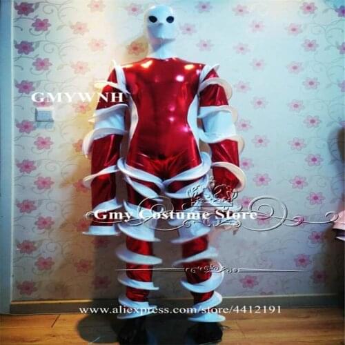 P34 Party ballroom dance stage costume dj robot men suit bar perform male bodysuit stilts costumes club outfits singer show club
