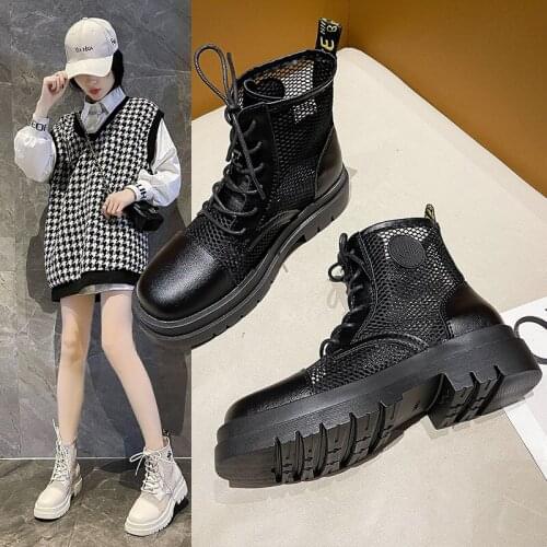 Hollow Womens Boots, Womens Thick-soled Sandals, Breathable Martin Boots, Summer Thin Section, Increase Womens Boots