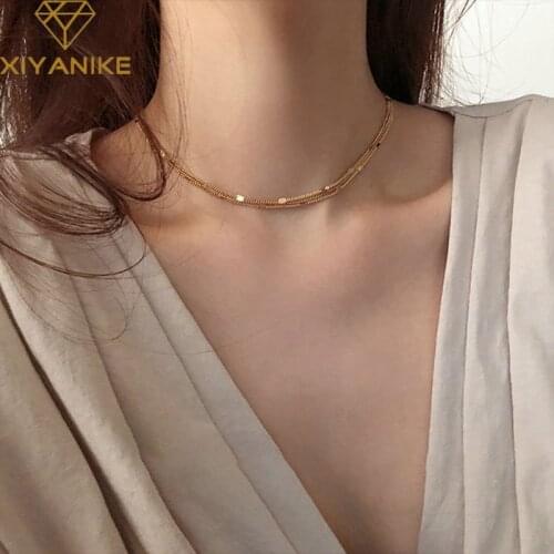 XIYANIKE 925 Sterling Silver Simple Multi-layer Tassel Chain Necklace Temperament Light Luxury Short Fashion Handmade Jewelry