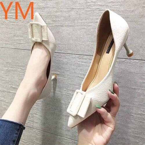 Sexy Women Pumps Slip-On High Heels Lady Bridal Shoes Gladiator Summer Pointed Toe Casual Thin Buckle Metal Button Dress Shoes
