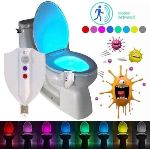 LED Toilet Seat Night Light Motion Sensor Toilet Light 8 Colors Activated Seat Sensor UV Germicidal Sterilizer