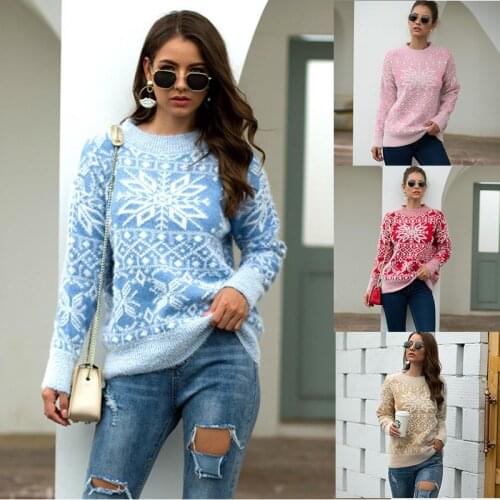 Sweaters For Women Pullover 2021 New Christmas Sweater womens Snowflake Pullover Sweater Winter Clothes Women MMY119196