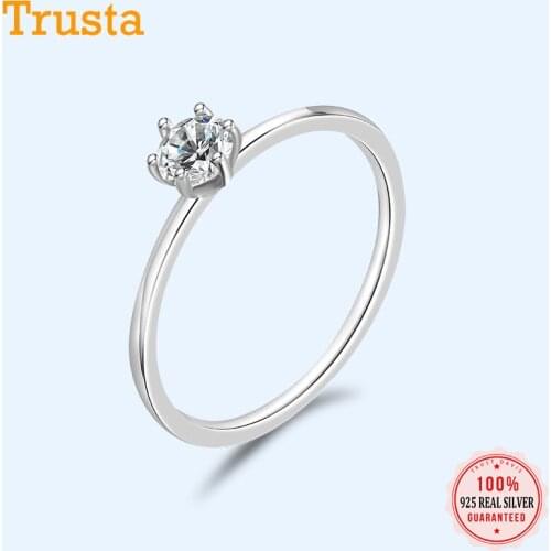 Trustdavis Real 925 Sterling Silver Fashion Simple Cute Dazzling CZ Finger Ring For Women Wedding Party Fine S925 Jewelry DA1666
