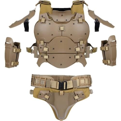 WST Outdoor Multi-function Tactical Armor Set Adjustable Tactical Elbow Pad Waist Seal - Tan