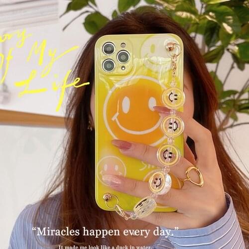 Funny Smiley Wrist Chian Case For iphone 12 Pro XS Max 7 8 Plus 11Pro Max XR XS IMD Happy Bracelet Cases For iPhone 12 Pro mini
