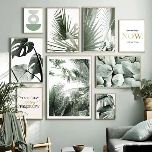 Green Tropical Plant Monstera Banana Leaf Wall Art Canvas Painting Nordic Posters And Prints Wall Pictures For Living Room Decor