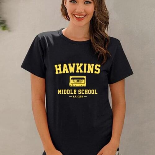 Hawkins Middle School AV Club Print Women T Shirts Summer Cotton Loose Tshirt Harajuku Ulzzang Female T-shirt Korea Style Tops