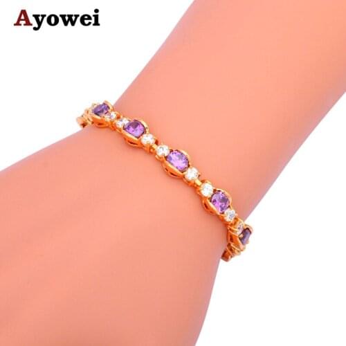 New Brand Design Product Elegant Zircon Bracelets for Women Gold color Purple Australia Zircon Fashion Jewelry TBS981A