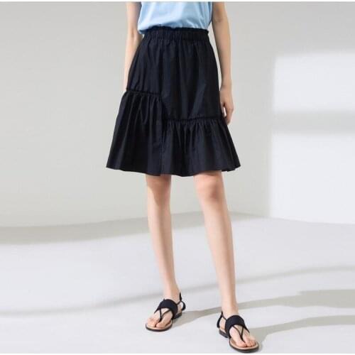 2020 Summer Women Cotton Linen Midi Skirts High Elastic Waist Irregular Office skirts Autunm Skirts Plus Size 5XL 6XL 7XL