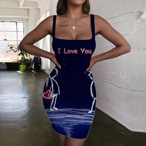 KYKU Flower Dresses Women Love Sundress Tanabata 3d Print Black Halter Sleeveless Womens Clothing Club New Boho Fashion