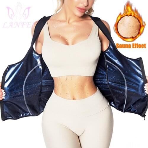 LANFEI Sweat Sauna Shapewear Slim Gym Fitness Shirts Body Shapers for Women Workout Vest Waist Trainer Zipper Belt Corset Top