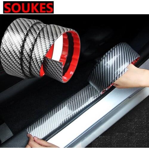 1M 5D Car Carbon Fiber Door Sill Carsh Sticker For Renault Megane 2 Duster Clio Honda Civic Fit VW touareg mk7 MK5 Mazda 3 6 CX5