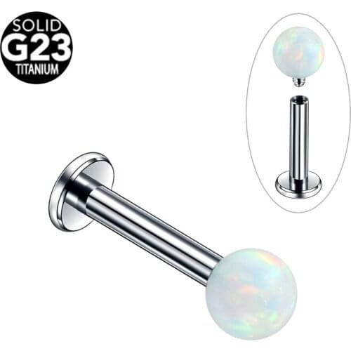 1PC 14G G23 Titanium Opal Lip Piercing Rings Internal Thread Stud Rings Piercing Labret Rings Ear Piercing Tragus Body Jewelry
