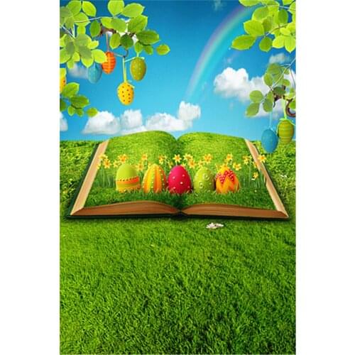 2019 New Spring Easter Eggs Photography Backdrops Natural Grass Trees New Born Baby Children Photographic Background Easter Day