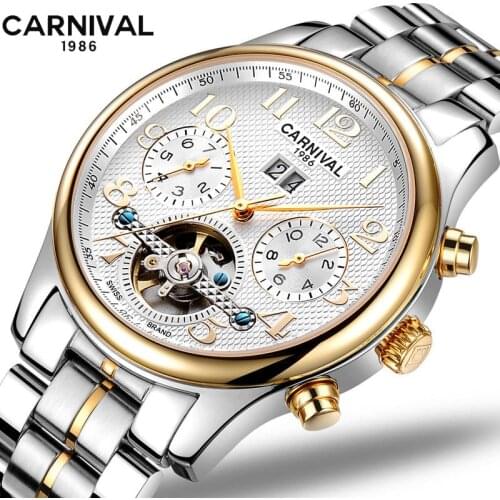 2021 New CARNIVAL Mens Tourbillon Watches Top Brand Luxury Automatic Mechanical Watch Men Sport Wristwatch Mens Reloj Hombre Box