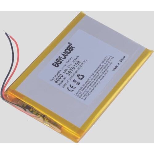 3pcs /Lot 4000 mah 3976108 3.7v lithium Li ion polymer rechargeable battery For Tablet Pc DIY Power mobile Power bank PAD DVD