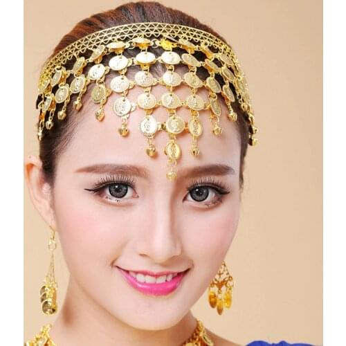 30pcs/lot DIY Alloy Belly Dance Indian Dance Head Band Triangle Flat Wafer Bell HeadBands Hair Styling Tools Accessory HA1134
