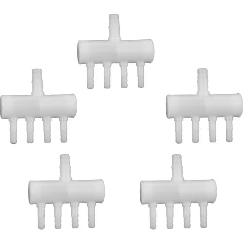 5Pcs White Plastic 4/6/8 Way Air Control Valves Splitter For Fish Tank - White, 4 Way