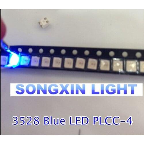 500PCS 3528 blue 4-legs blue super bright LED lamp beads PLCC-4 1210 3528 SMD LED Blue 4 Feet 4-Pin 3.5*2.8*1.9mm