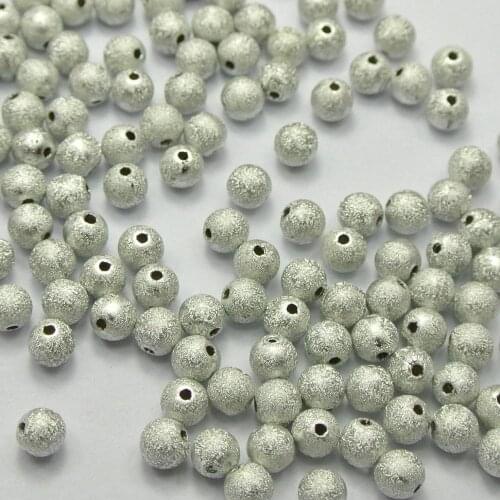 500 Silver-Color Glitter Acrylic Round Beads 6mm(1/4") Spacer Finding
