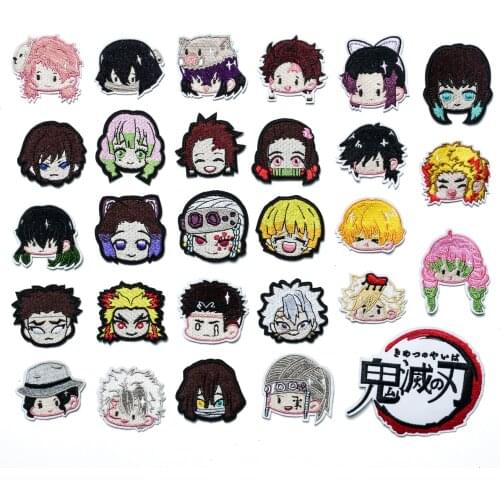 Anime Patches for Clothing Bags Shoes Demon Slayer Avatar Iron Ons Tanjirou Thermo Sticker Zenitsu Embroidery Badges Kawaii Logo