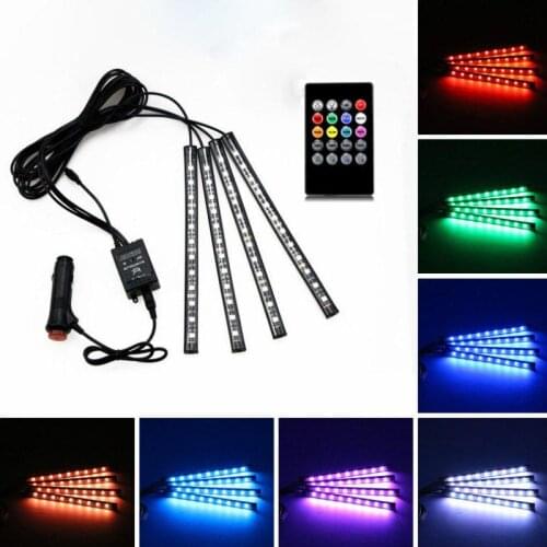 4pcs Music Control Car Decorative Lamp USB Led Strip 12V 5V RGB 5050 SMD Waterproof Interior Atmosphere lamp With Remote