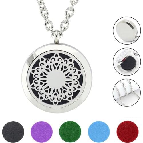 Free With Chain as Gift! Hot Sale 30mm Magnet Perfume Locket Pendant 316L Stainless Steel Essential Oil Diffuser Necklace