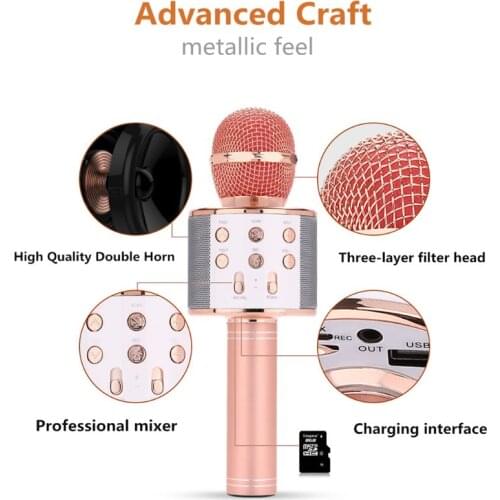 Wireless Portable Handheld Bluetooth Karaoke Microphone Singing Machine