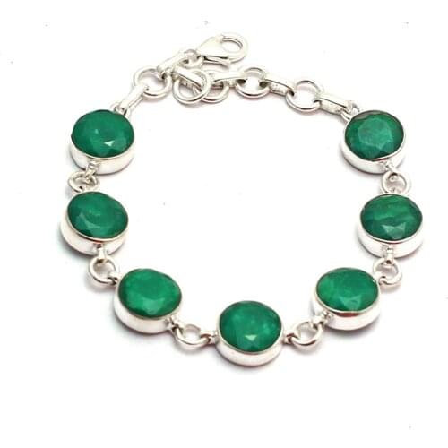 Genuine Emerald Bracelet 925 Sterling Silver, 19 cm, GRPB0492