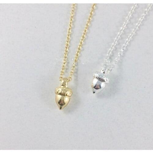 10 little Pinecone Tiny Acorn 3D nut pendant chain Necklace Small Minimal Dainty Pine Cone Squirrel Ball shape Necklaces jewelry