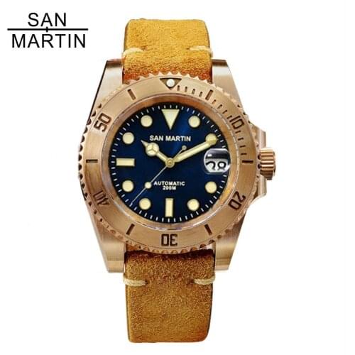 San Martin CuSn8 Bronze Diving Water Ghost Luxury Men Watches Sapphire Crystal 20ATM Classic Automatic Mechanical reloj hombre