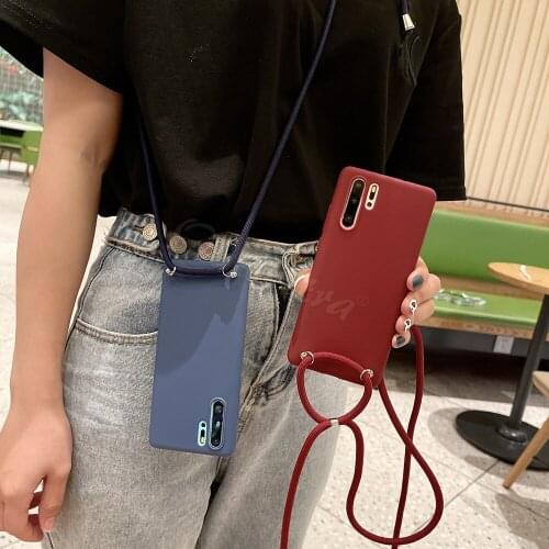 Necklace Lanyard Cord Cover For Huawei Mate 40 30 20 9 10 Pro Plus 10 Lite P Smart 2019 Enjoy 7S Case Crossbody Strap Fundas TPU