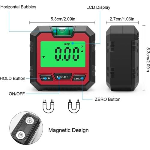 Mini Digital Protractor Inclinometer Electronic Level Box Magnetic Base Measuring Tool Accessories