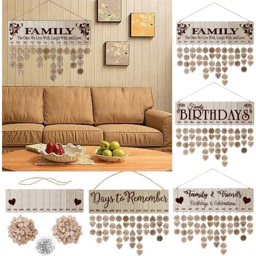 Wood Diy Friend Family Birthday Reminder Calender Anniversary Gift Board Wooden Plaque Home Wall Hanging Decoration Art Crafts